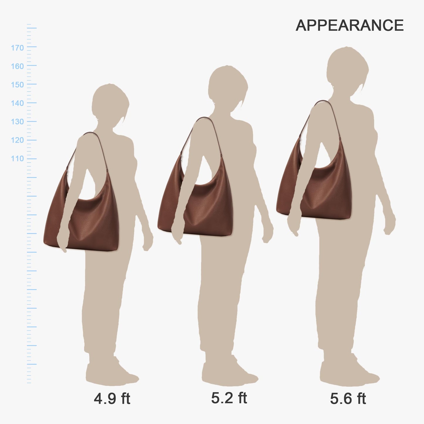 KALIDI Casual Tote Bag Vegan Leather Hobo Zipper Work Bag Weekender Shoulder for Women Shoulder Travel Purse (Dark Coffee)