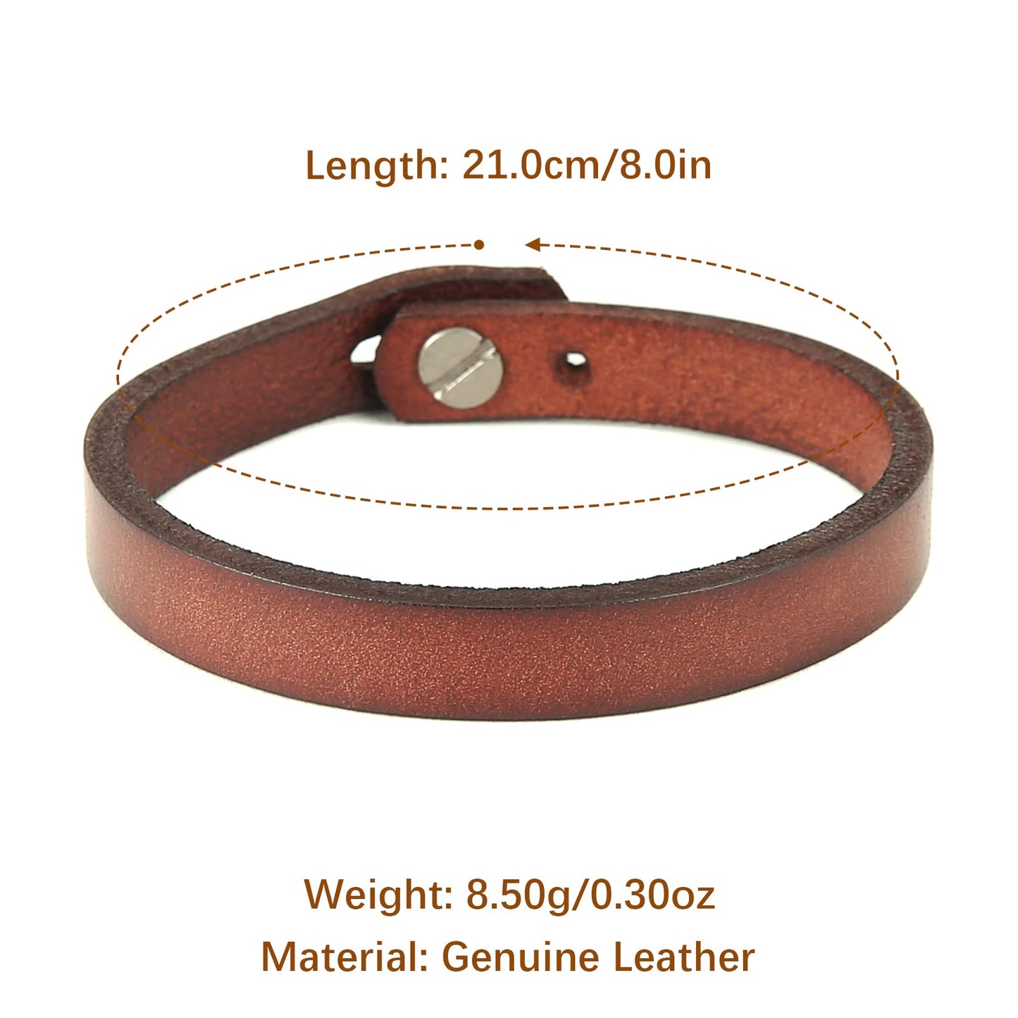 HZMAN Adjustable Handmade Leather Cuff Bracelet Steampunk Style Minimalist Leather Wristband (Brown)