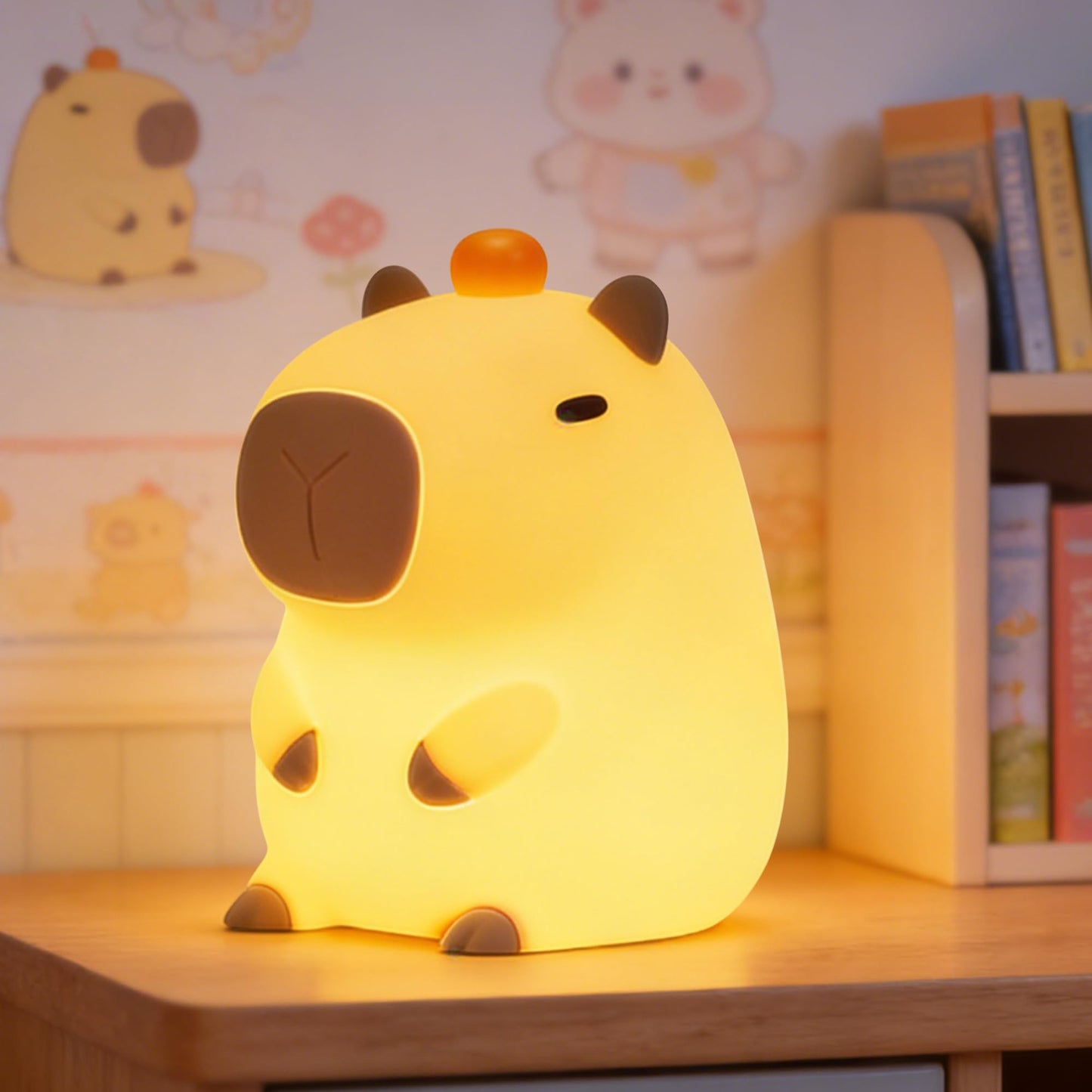 FAMIDUO Capybara Night Light, Long-Lasting Silicone Squishy Lamp, Cute Animal Nursery Light with 20-Min Timer, Dimmable Bedside Lamp for Kids Room, College Dorm Decor, Funny Gifts for Girls Boys Baby
