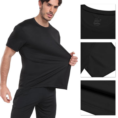 HovSiyla 5 Pack Workout Shirts for Men Athletic Running Gym Quick Dry Short Sleeve Performance Moisture Wicking T Shirt-Black-L
