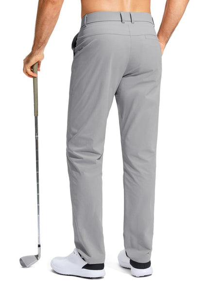 Pudolla Men's Golf Pants Work Dress Comfy Pants Casual Slacks Trousers with Pockets(Light Grey 28Wx30L)