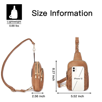 Telena Crossbody Sling Bags for Women, PU Leather Fanny Packs Cross Body Bag for Woman