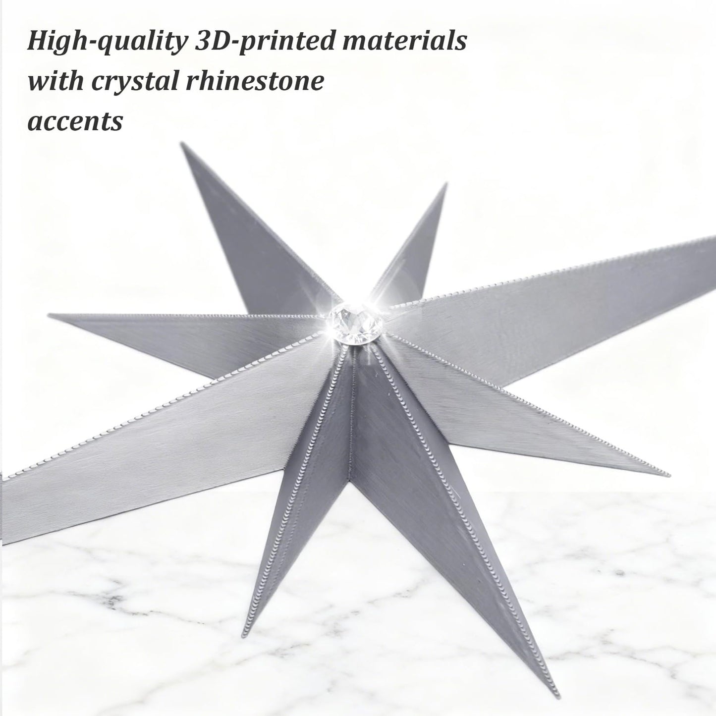 BreezeHug 6 Pcs Mid Century Modern Home Decor Star Art Wall Sculpture with Rhinestone Retro 3D Plastic Star Art Wall Sculpture Bling Diamonds Decor for Home Office Bedroom Entryway(Silver)