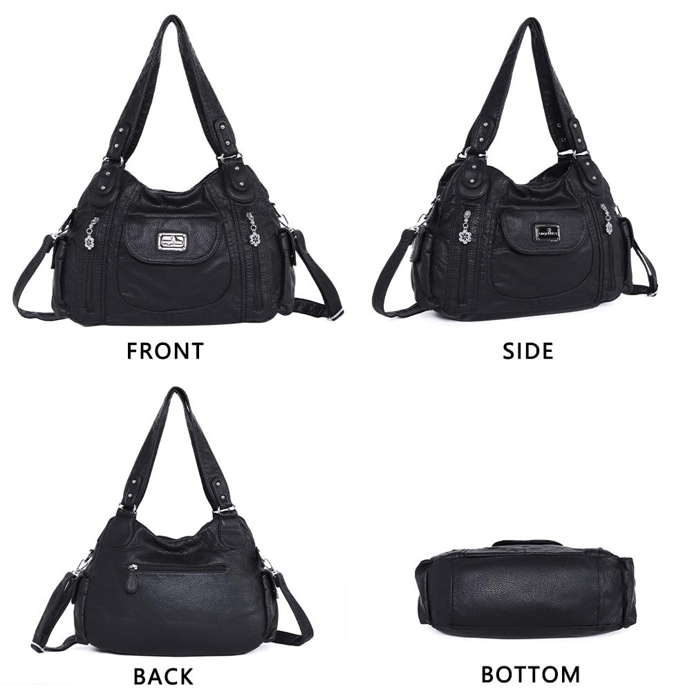 Angel Kiss Purses for Women, Large Shoulder Bag Hobo Tote Purse Mutipocket Faux Leather Satchel Hobo Purse