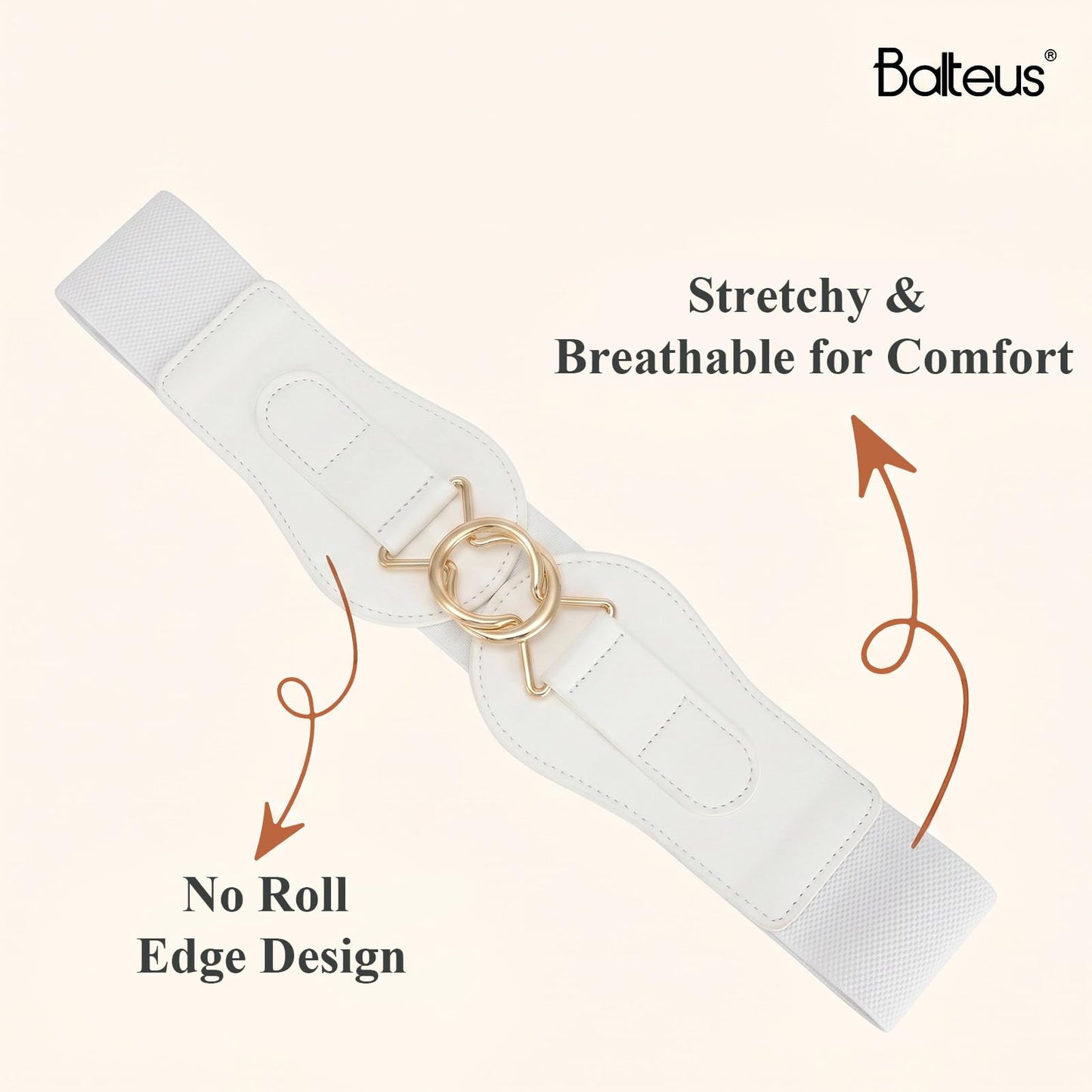 Womens Wide Waist Belt for Dresses High-Resilience Stretchy Woven Elastic Belt with Anti-Scratch Gold-Tone Interlocking Buckle for Office Date Modern Outfits