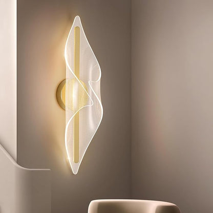 Gold Wall Lights 22.4In Acrylic Wall Sconce with Remote Control LED Dimmable Sconces Wall Lighting for Living Room Hallway Bathroom Bedroom Stairs