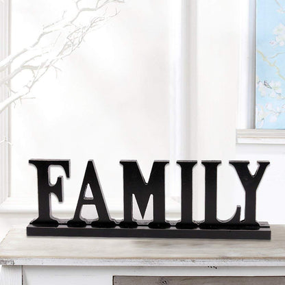 E-view Wooden Family Sign for Home Decor - Decorative Letters Tabletop Word Plaque Home Décor Accents