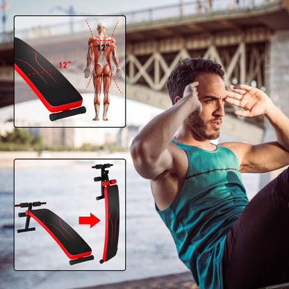SPORFIT Sit Up Bench for Abs, Sit-up Bench for Ab Workout Equipment with 3 Adjustable Height Settings for Home Gym, Reverse Crunch Handle