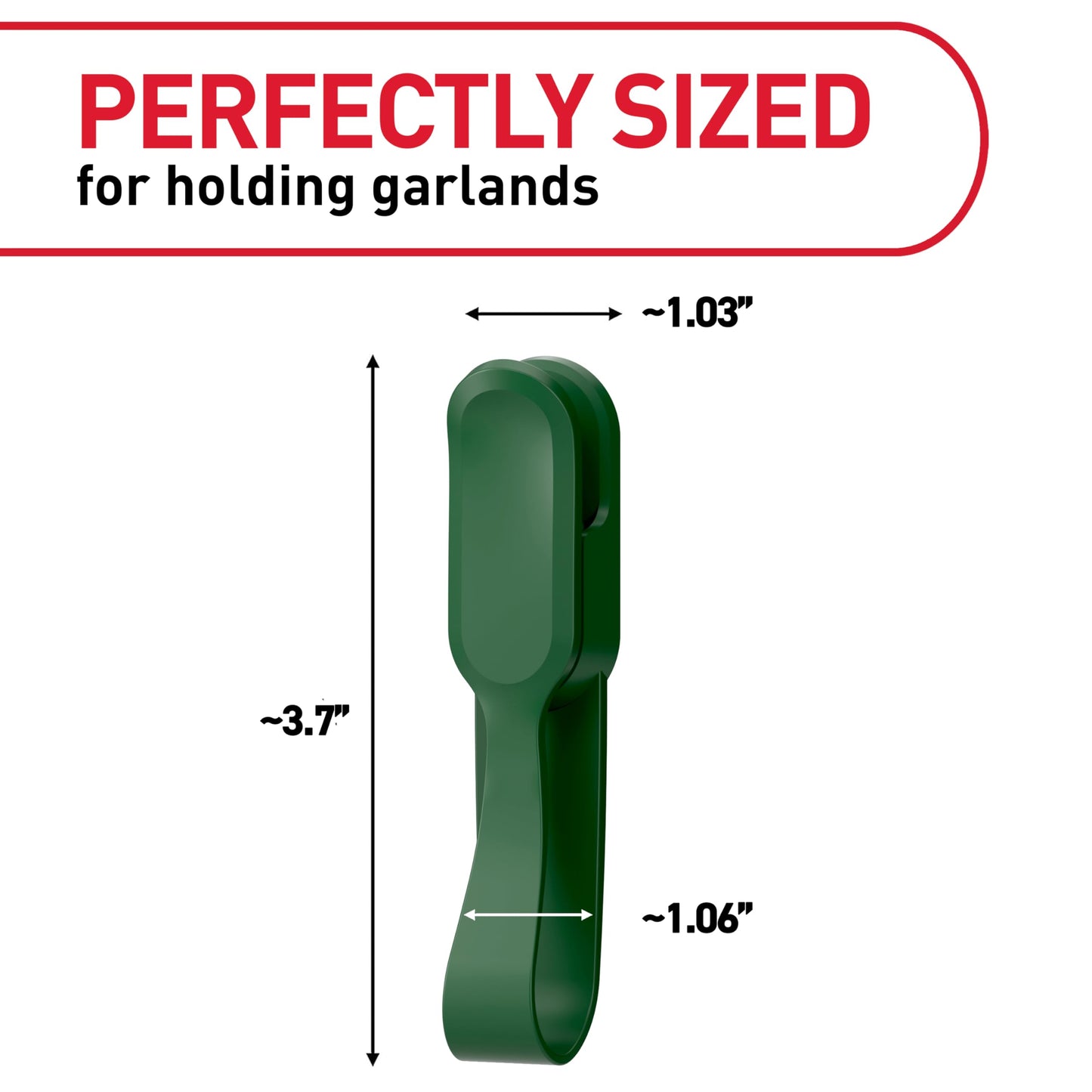 Command Fireplace Mantle Garland Holder for Displaying Garlands, Wreaths, and Holiday Decor Without Leaving Damage, Holes, or Residue, Holds 2lbs, Green, 6 Pack