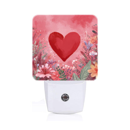 FSHVQKD Red Love Hearts Night Light,Plug-in Nightlights Auto Sensor Night Lamp Dusk-to-Dawn Lamp Home Decor for Nursery Children Girls Boys