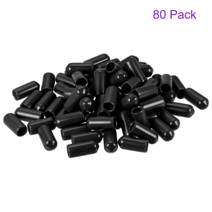 DMiotech 80 Pack 1/4"(6mm) ID Black Screw Thread Protectors Rubber End Caps Bolt Covers for Screw Bolt Furniture Pipe