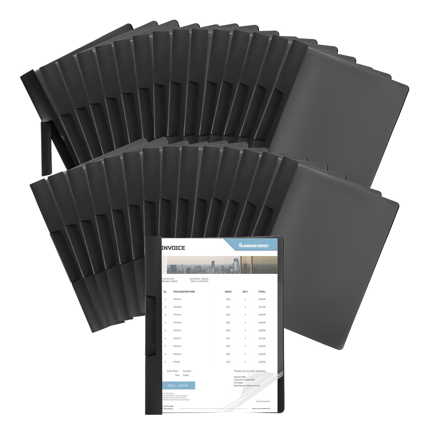 30 Pack Clear Report Covers with Clip Presentation Folders Transparent Front Cover Portfolio Folder Resume Folder Interview Report Folders for Letter Size (11.4 x 9 Inch)