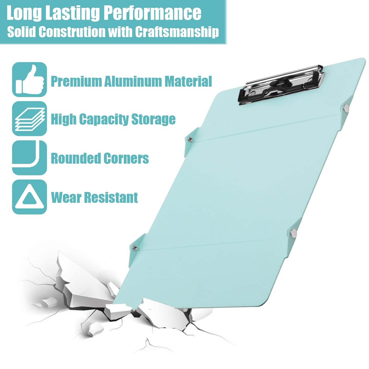 Nursing Clipboard Foldable,Nurse Clipboard 3 Layers Aluminum w/Nursing Medical Edition Cheat Charts, Foldable Nursing Clipboard w/Low Profile Clip,Pocket Clipboard for Students/Nurses/Doctors,Mint