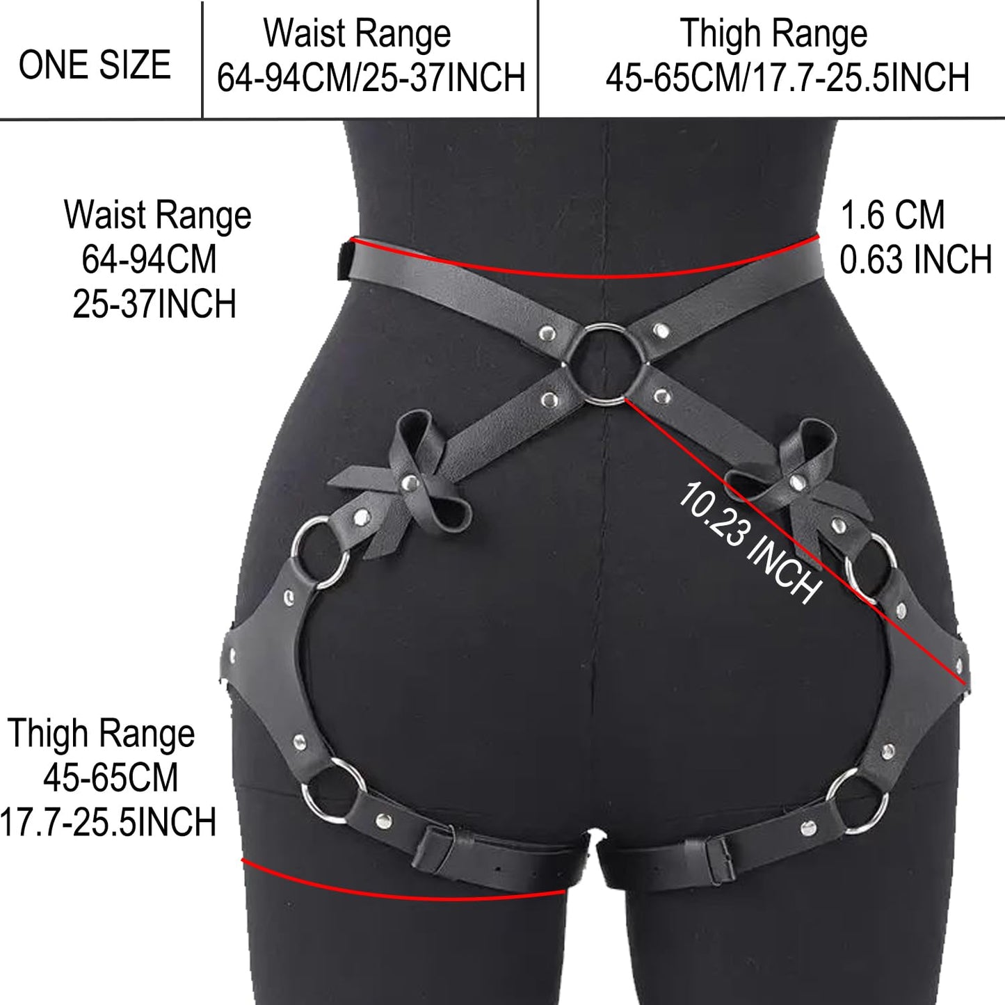 Punk Leather Thigh Harness&Body Harness Belt-Gothic Adjustable Waistband with Leg Garter Straps for Women,Club Rave Festival Outfit,Rock Fashion Accessory,Leather Strap Thigh Garter,Black Garter Belt
