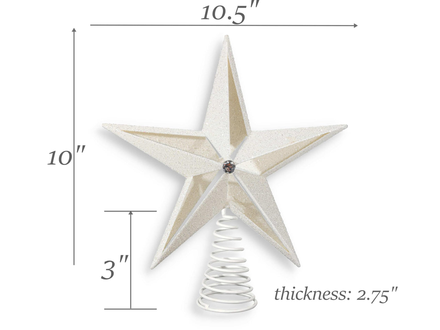 Christmas Traditions 10 inch Glittered Large Filigree Christmas Star Tree Topper Star for Large Tree 6 feet-8 feet Tall/Home Decor Ornaments (Platinum White)