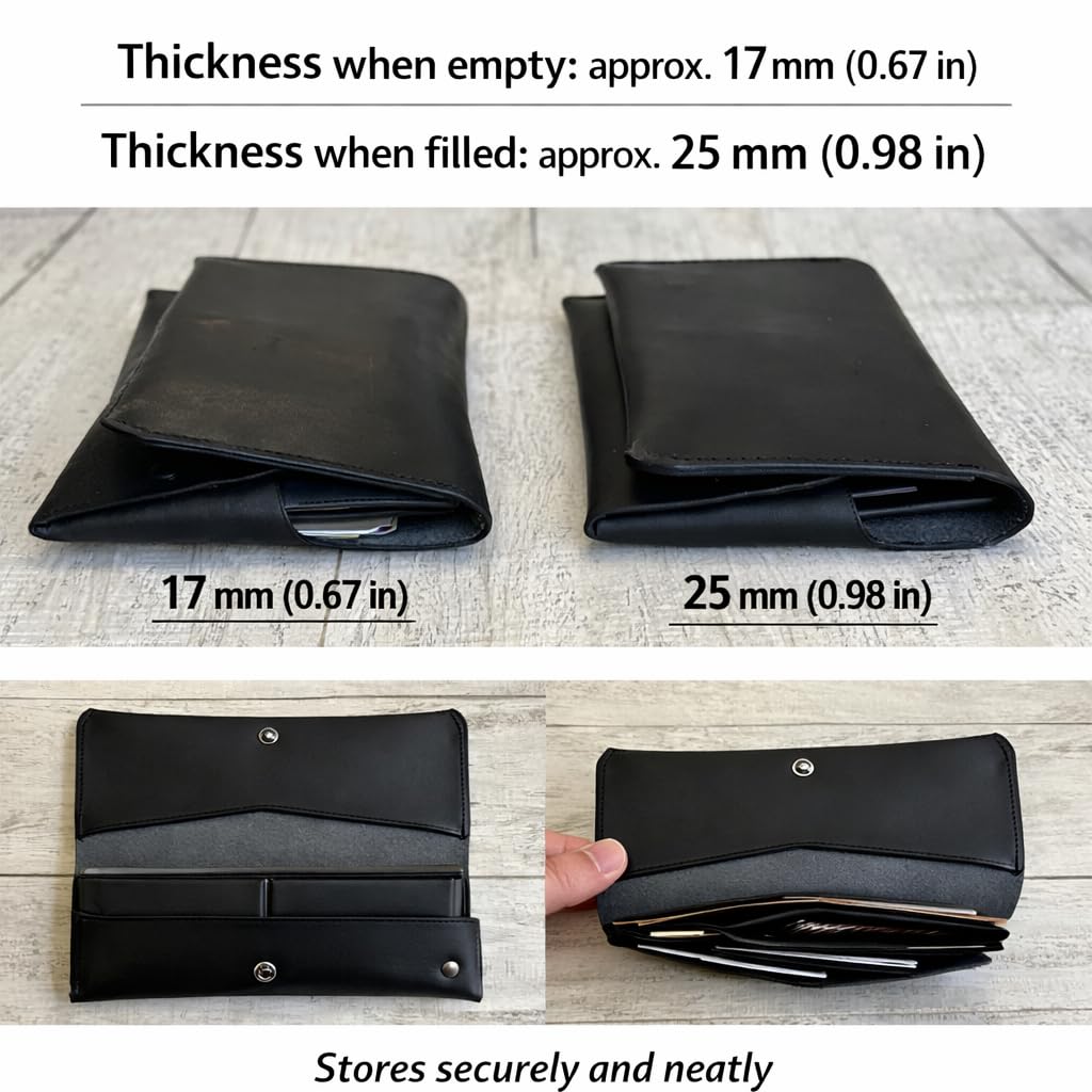 MASACCIO Over-d-lap Extra Small Long Wallet Green Genuine Leather, Slim Billfold, Mini Design, Card & Slit Pockets, Ultra-Thin Unisex Style (Green)