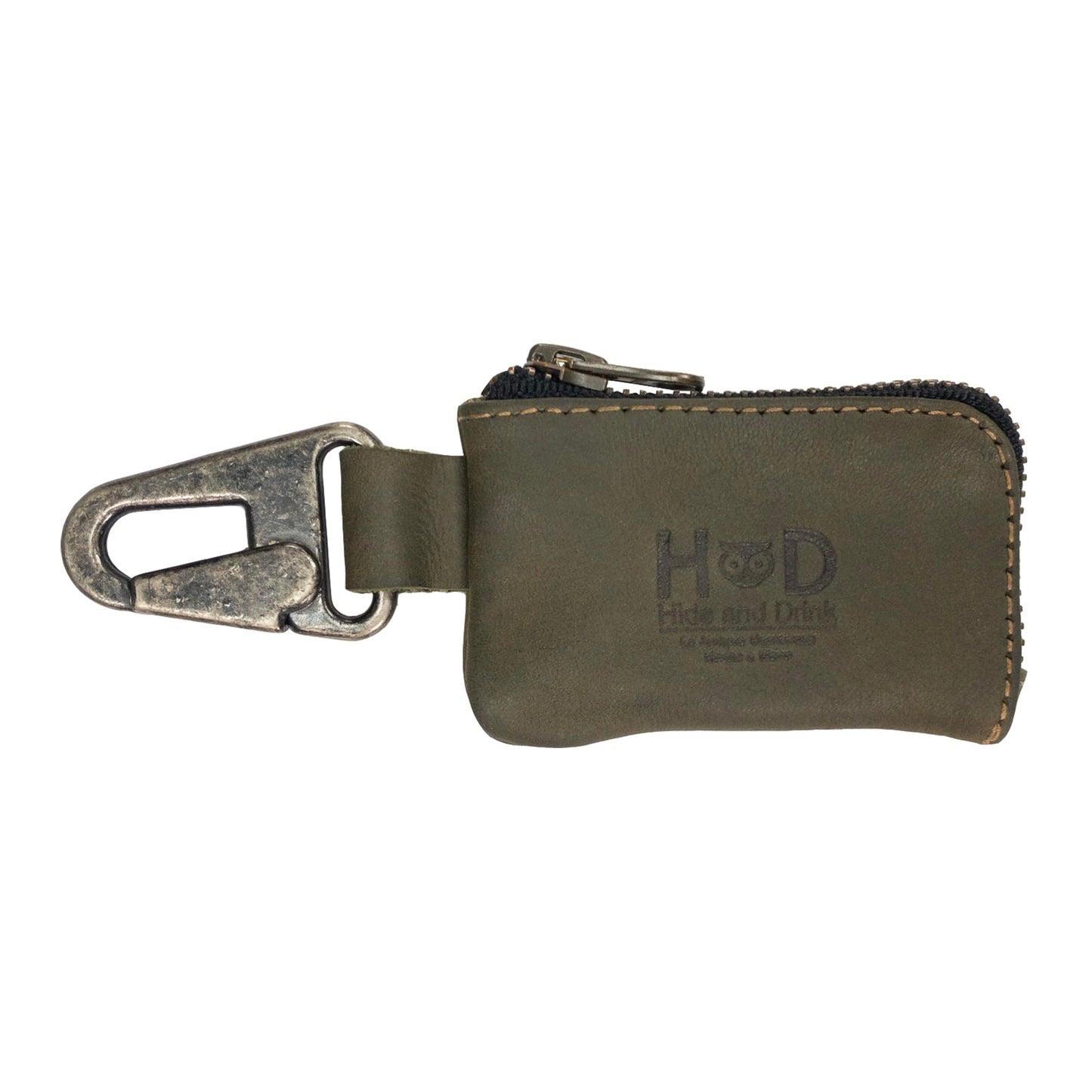 Hide & Drink, Leather Car Key Holder/Headphone & Charging Cables/Memory Cards/Flash Drives/Cash Zipper Case with Clasp Handmade :: Dark Jade