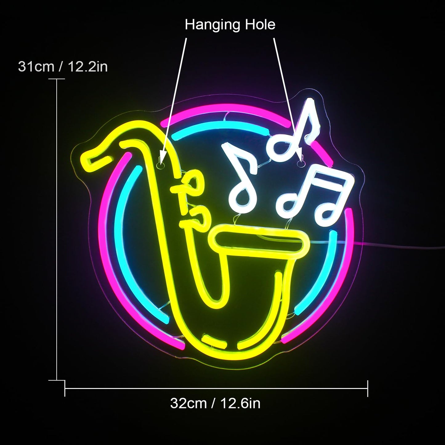 FAXFSIGN Saxophone Neon Sign Led Neon Lights for Wall Decor Jazz Music Light Up Signs for Bedroom Music Live Studio Classroom Party Decorations Christmas Gifts