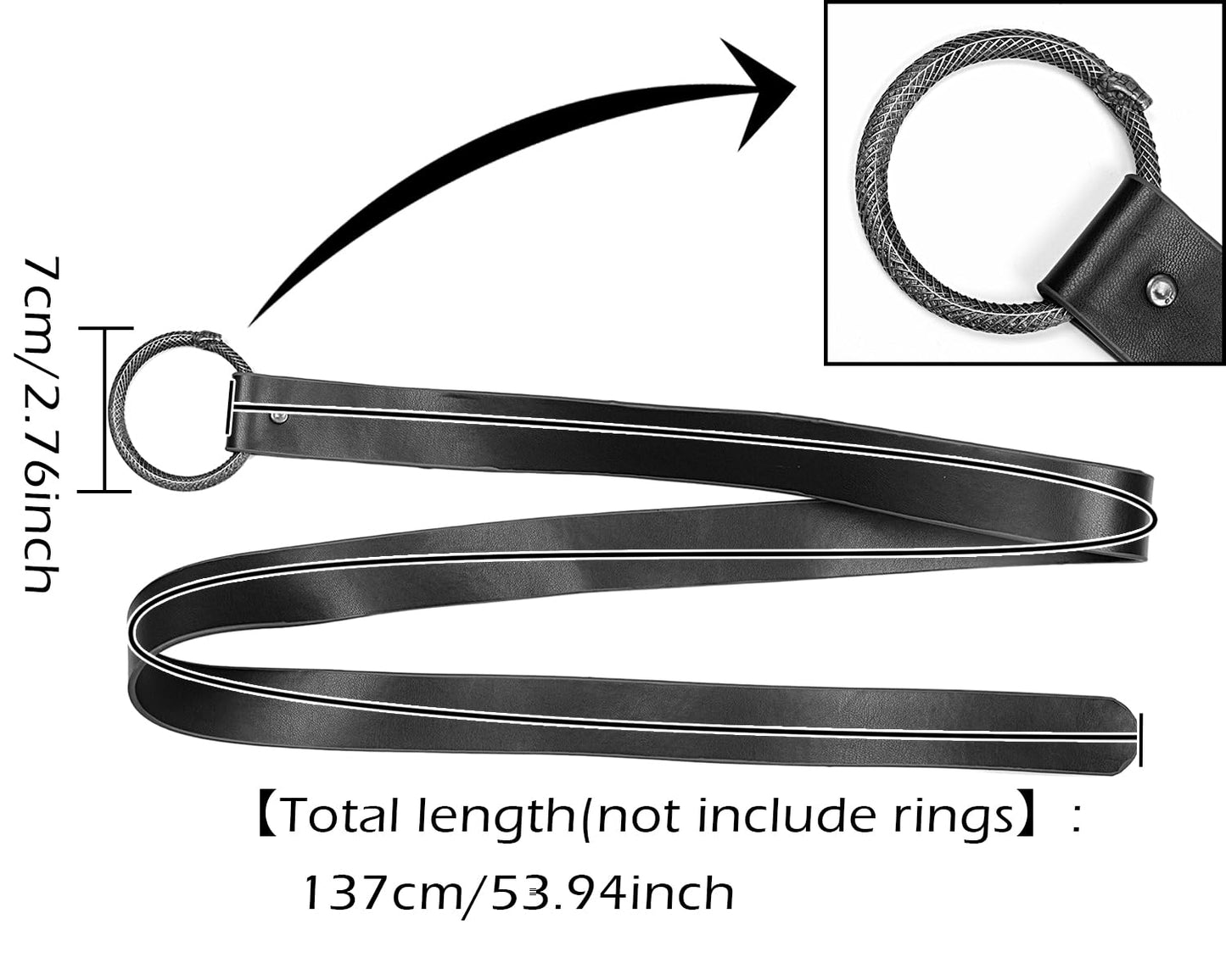 L'VOW Medieval Leather Belt Renaissance Pirate Viking Belt Women Men LARP Accessory, Black