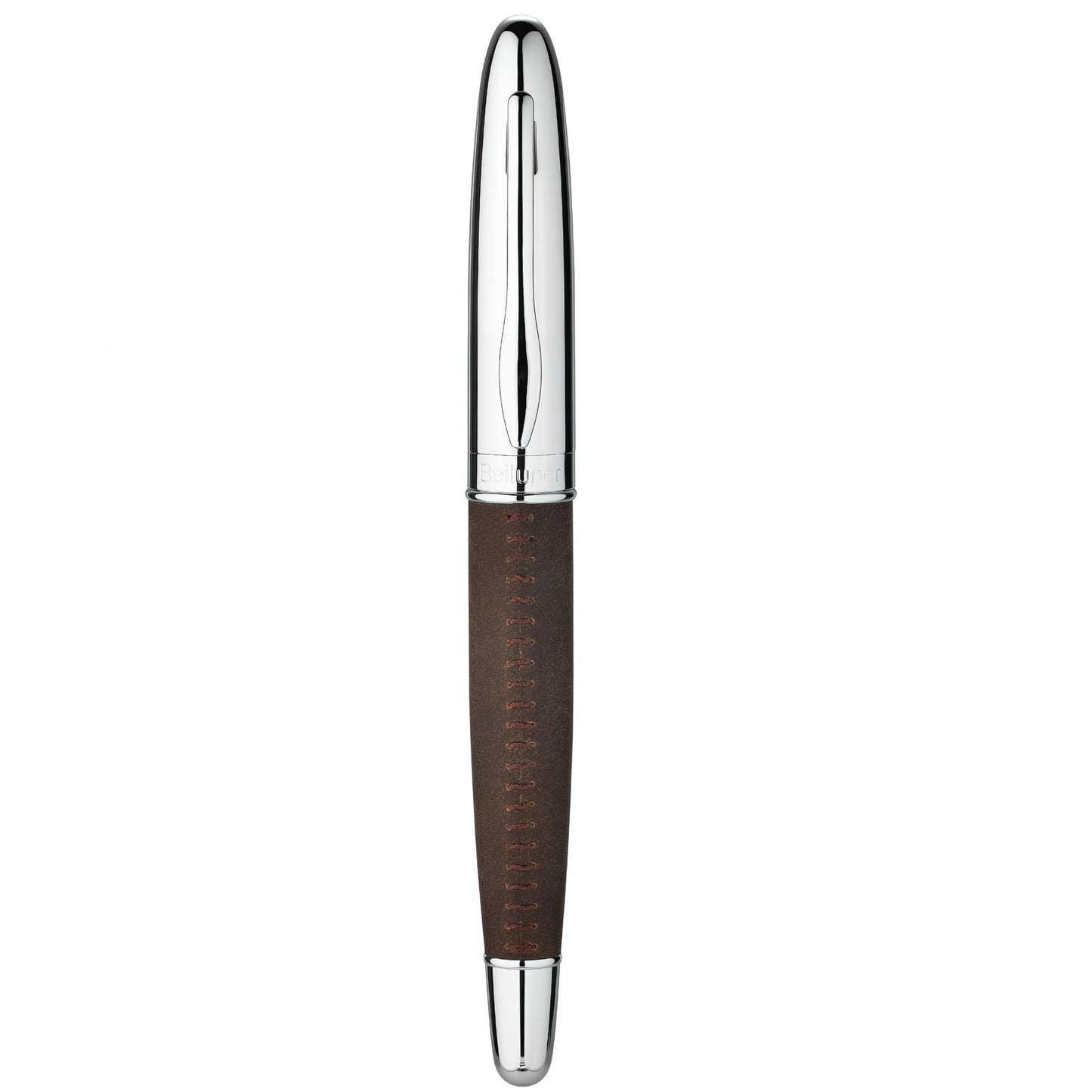 BEILUNER 318 Luxury Leather Pen, Full Grain Oil Tan Crazy Horse Cowhide Leather, Chrome-Plated Finish, Schmidt Ink Refill, Best Rollerball Pen Gift for Men & Women,Executive, Professional, Nice Pens