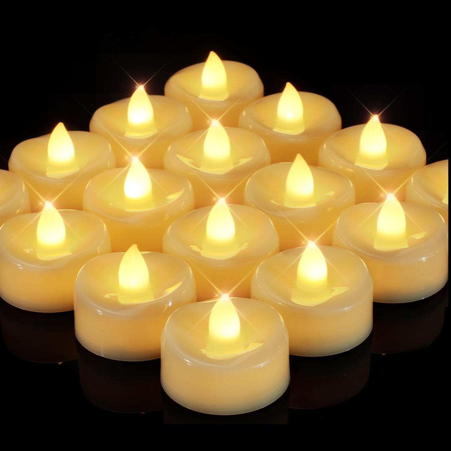 merrynights LED Candles, 12 Pack Tea Lights with Timer, Flameless Tea Lights Candle Battery Operated Fake Votives for Halloween Diwali Christmas, 6 H On and 18 H Off, D 1.5” x H 1.25”