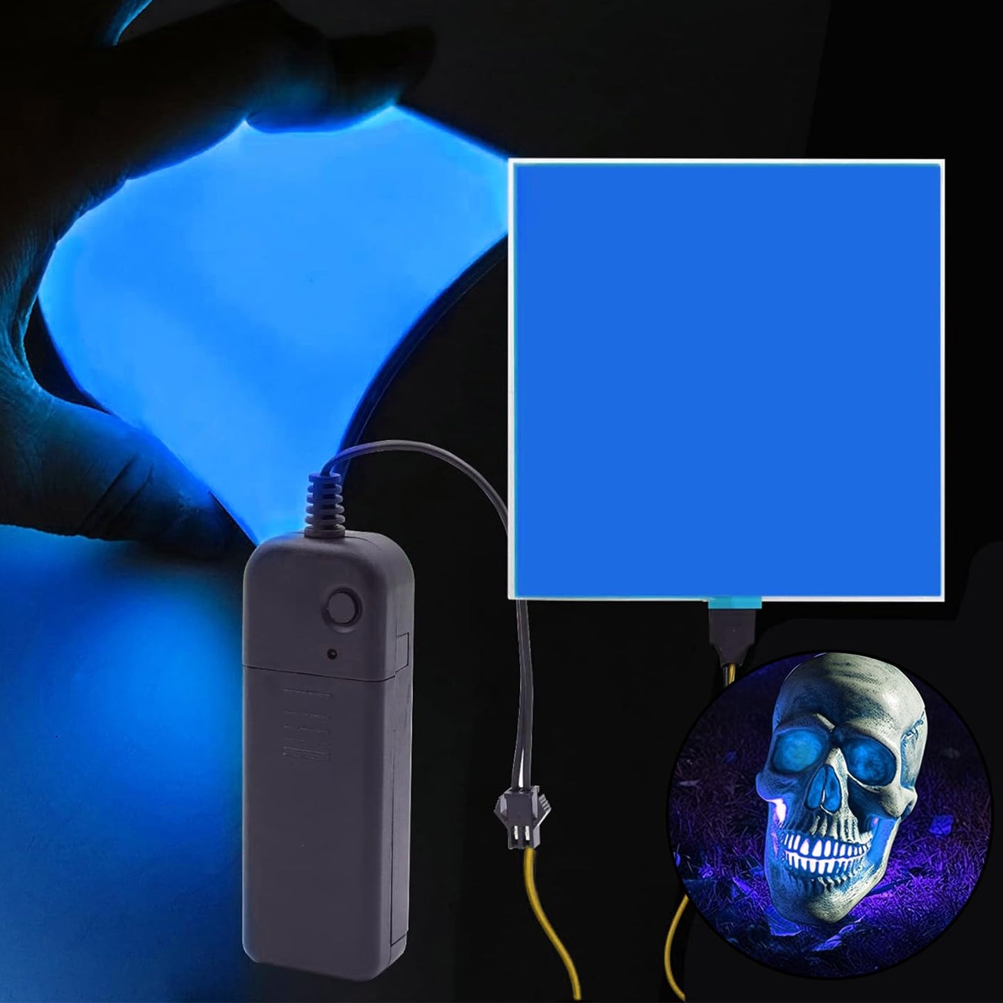Flexible Led Panel,Electroluminescent Panel Sheet EL Tape Cuttable Soft for Mask Eye Cosplay Party Decor DIY-Continuous/Slow Flash/Fast Strobe 10x10cm (blue, 10x10)