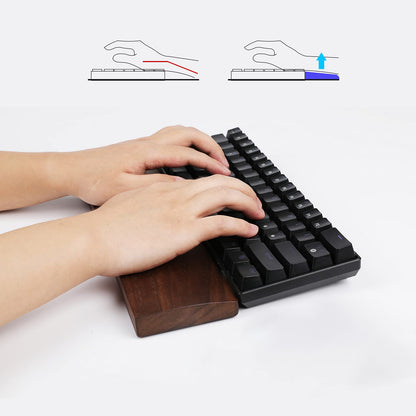 MageGee Keyboard Wooden Wrist Rest, Black Walnut Solid Wood Non-Slip Ergonomic Palm Rest for Compact 60% Keyboard, Durable and Easy to Clean