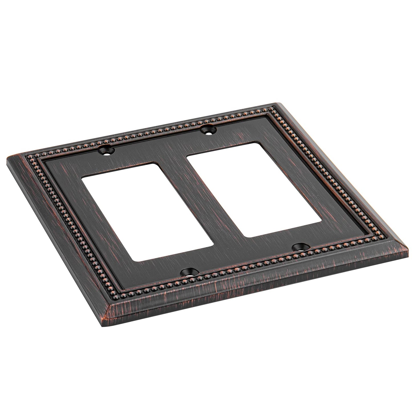 Henne Bery Sunken Pearls Heavy Duty Decorative Wall Plate Switch Plate Outlet Cover (Double Decorator, Aged Bronze)