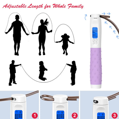 Te-Rich Jump Rope, Weighted Jump Rope for Fitness, Skipping Rope with Counter - Heavy Handles, Adjustable Length - Cordless Jumping Rope for Men Women Kids Fitness Exercise Training