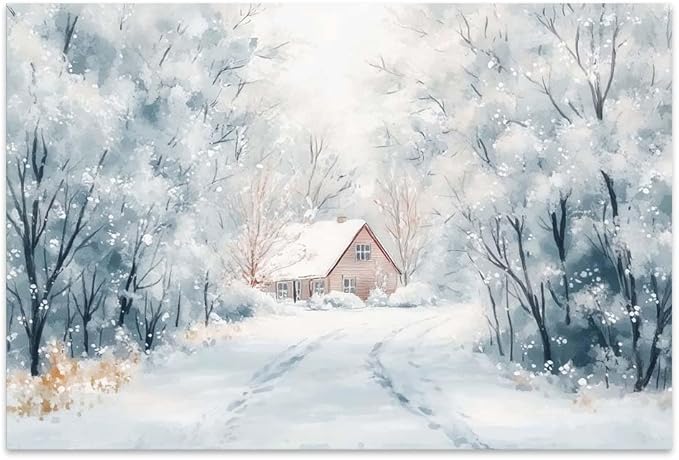 Yesad Winter Wall Art, Winter Forest Canvas Prints Country Wall Art Rustic Wall Décor for Living Room Bedroom Farmhouse Decorations Landscape Pictures Prints Nature Poster (Unframed,12”x8”, Winter)