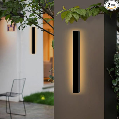 24 Inch Outdoor Wall Lights 2 Pack, Long Outdoor Wall Sconce LED IP65 Waterproof Modern Linear Sconces 3000K Wall Mount Exterior Light Fixtures for House Garage Porch Patio