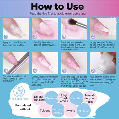AZUREBEAUTY 31 Pcs Dip Powder Nail Kit 20 Colors Glitter Nude Brown Pink White Gray Dip Powder Liquid Set with Top/Base Coat Activator for French Nails Art Manicure DIY Salon Women Valentine's Gift