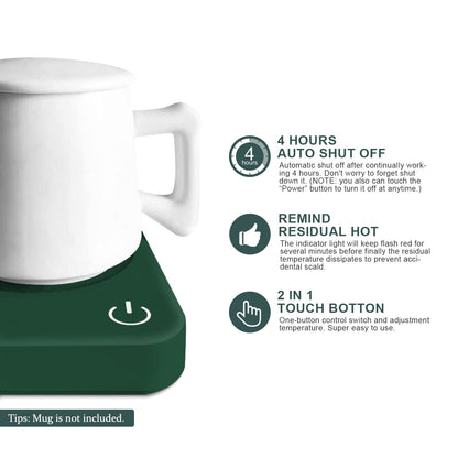 VOBAGA Mug Warmer Set, Coffee Warmer for Desk with 11oz Ceramic Mug, Auto Shut Off & 3-Temp Settings, Smart Coffee Cup Warmer, Home Office Essentials Coffee Set