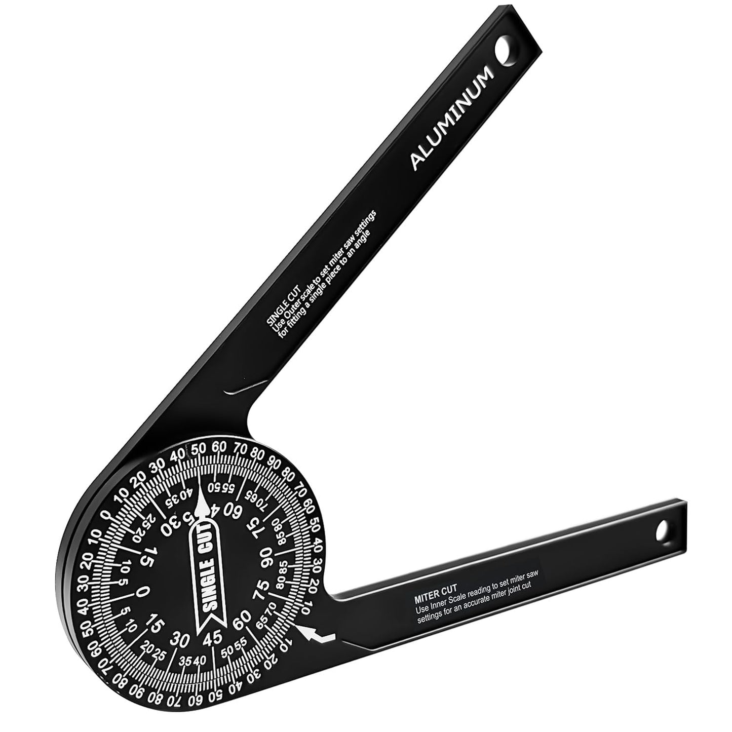 Anyongora 7.2" Miter Saw Protractor Angle Finder, CNC Aluminum Miter Gauge with Laser Engraved Scales, Precision Tool for Carpentry, Crown Molding & Construction, 5.3oz Ultra-Lightweight Portable