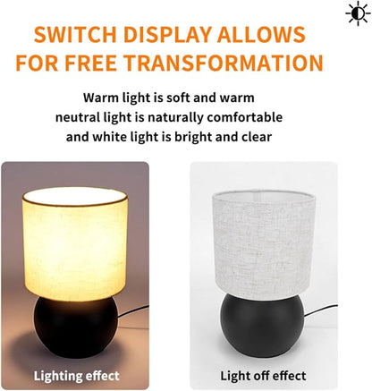 Table Lamp for Bedroom,Bedside Nightstand Lamp for Living Room,Minimalist Bedside Light lamp Set of 2, Desk Lamps for Living Room, Office, Dorm Including Light Bulb（Black）