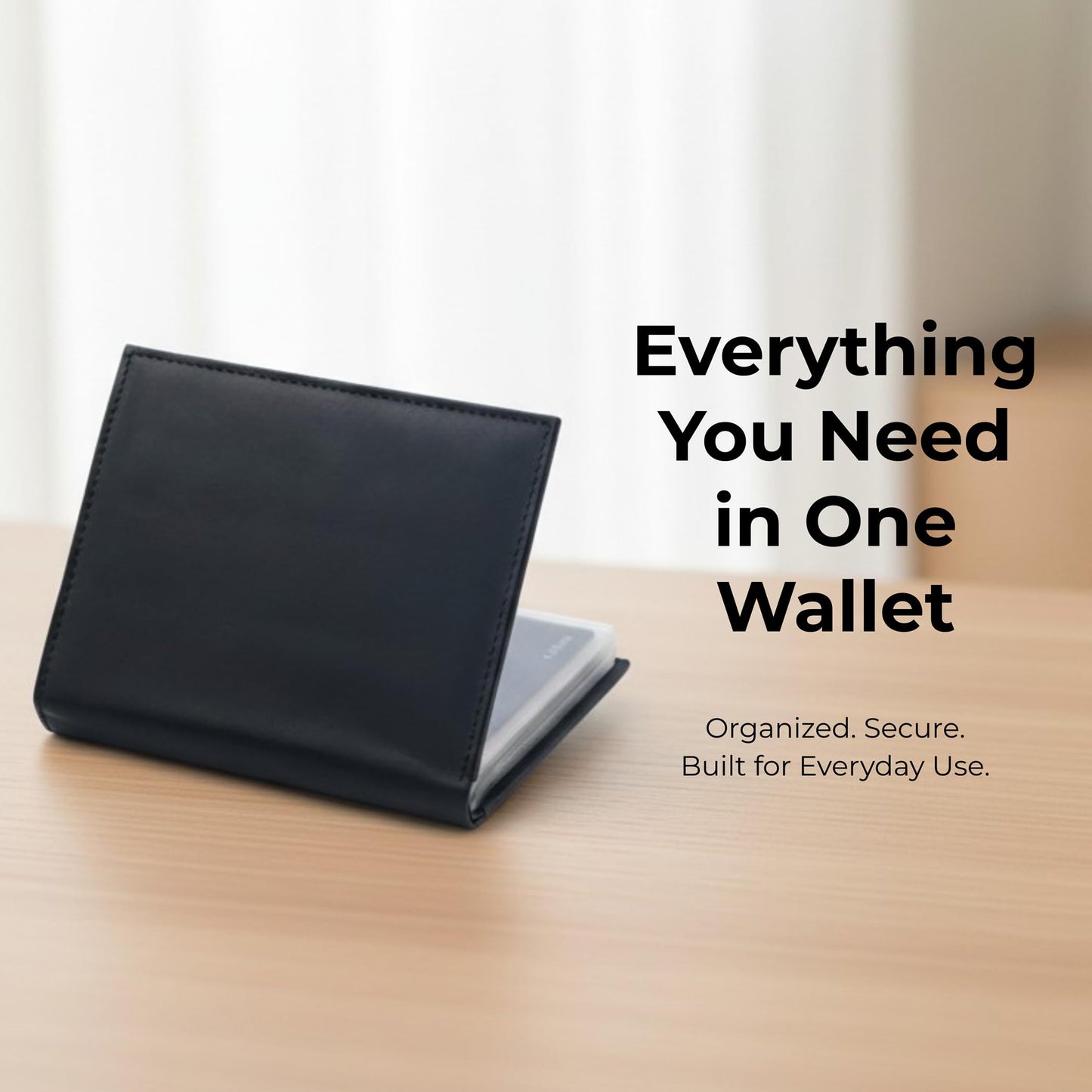 AG Wallets Men’s Leather Wallet – 24 Card Capacity, RFID Blocking, 2 ID Windows, Full Bill Compartment, Vertical Bifold Card Holder, Black