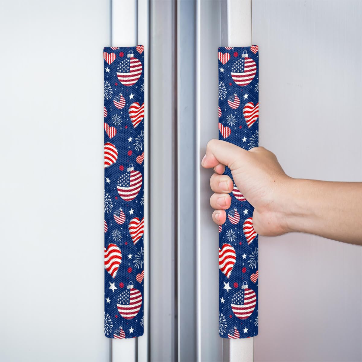 Pardick Refrigerator Door Handle Covers Set of 2, Patriotic Fridge Handle Cover Washable Fridge Dishwasher Door Spring Decor Protector Handle Cover, Keep Your Kitchen Appliance Clean