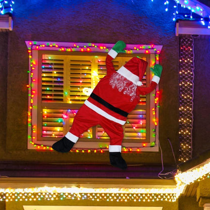 YEAHBEER 4.92 FT Christmas Hanging Santa Claus,Christmas Outdoor Decoration for Gutter or Roof/Chimney/Tree/Porch