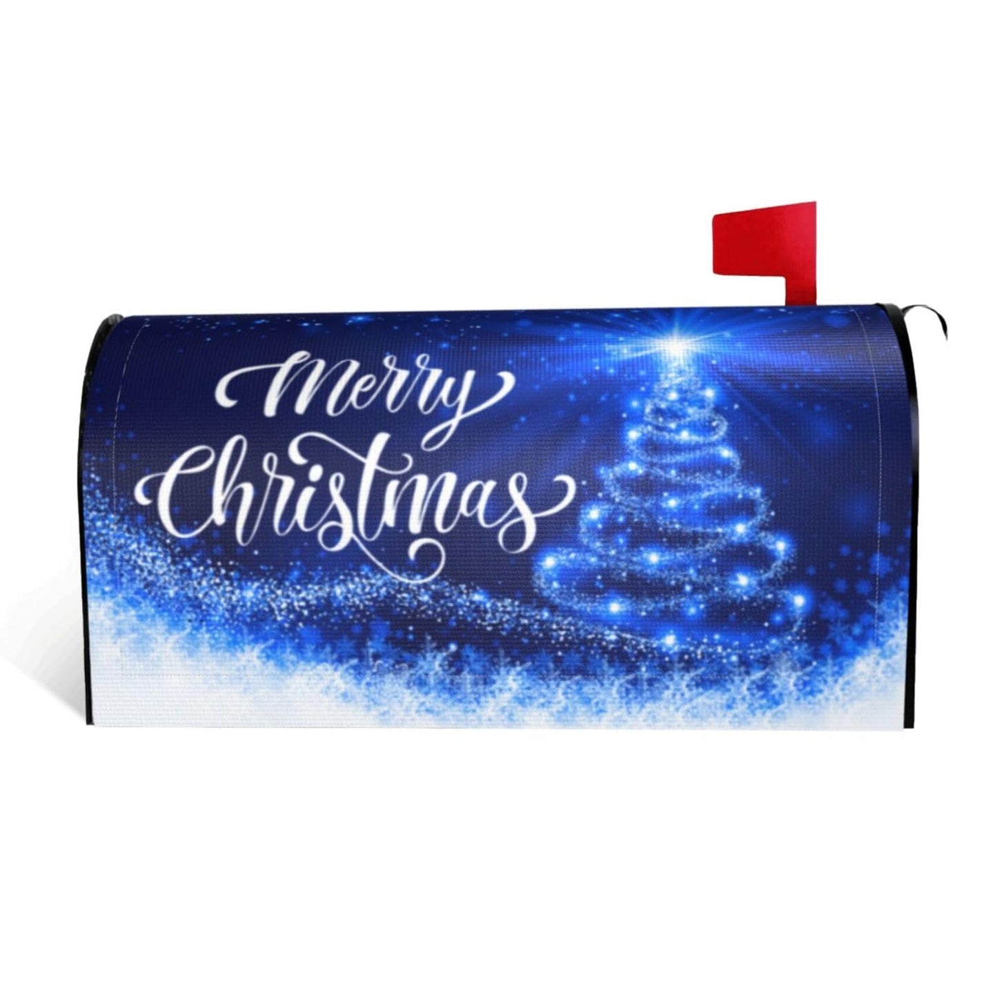 Mailbox Covers Merry Christmas Blue Snow Tree Magnetic Letter Post Box Cover Standard Size 25.5 x 21 Inch Garden Yard Home Decorative