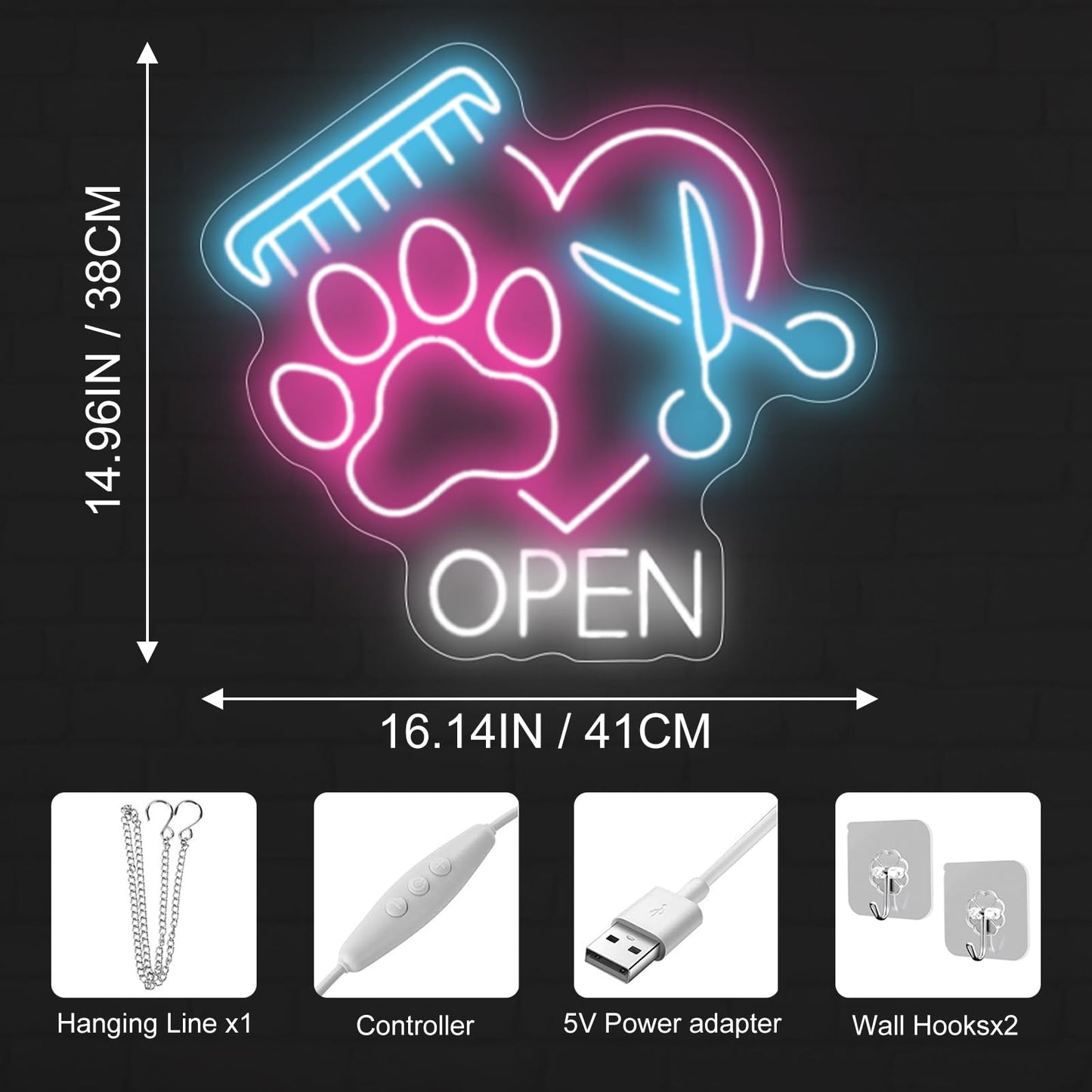 Pet Open Paw Neon Sign, Pet Spa Neon Light, Pet Shop Open Led Lights, Pet Salon Led Sign, Pet Grooming Sign, Pet Spa Decor, Pet Shop Welcome Sign, Pet Stores and Animal Clinics Neon Wall Signs