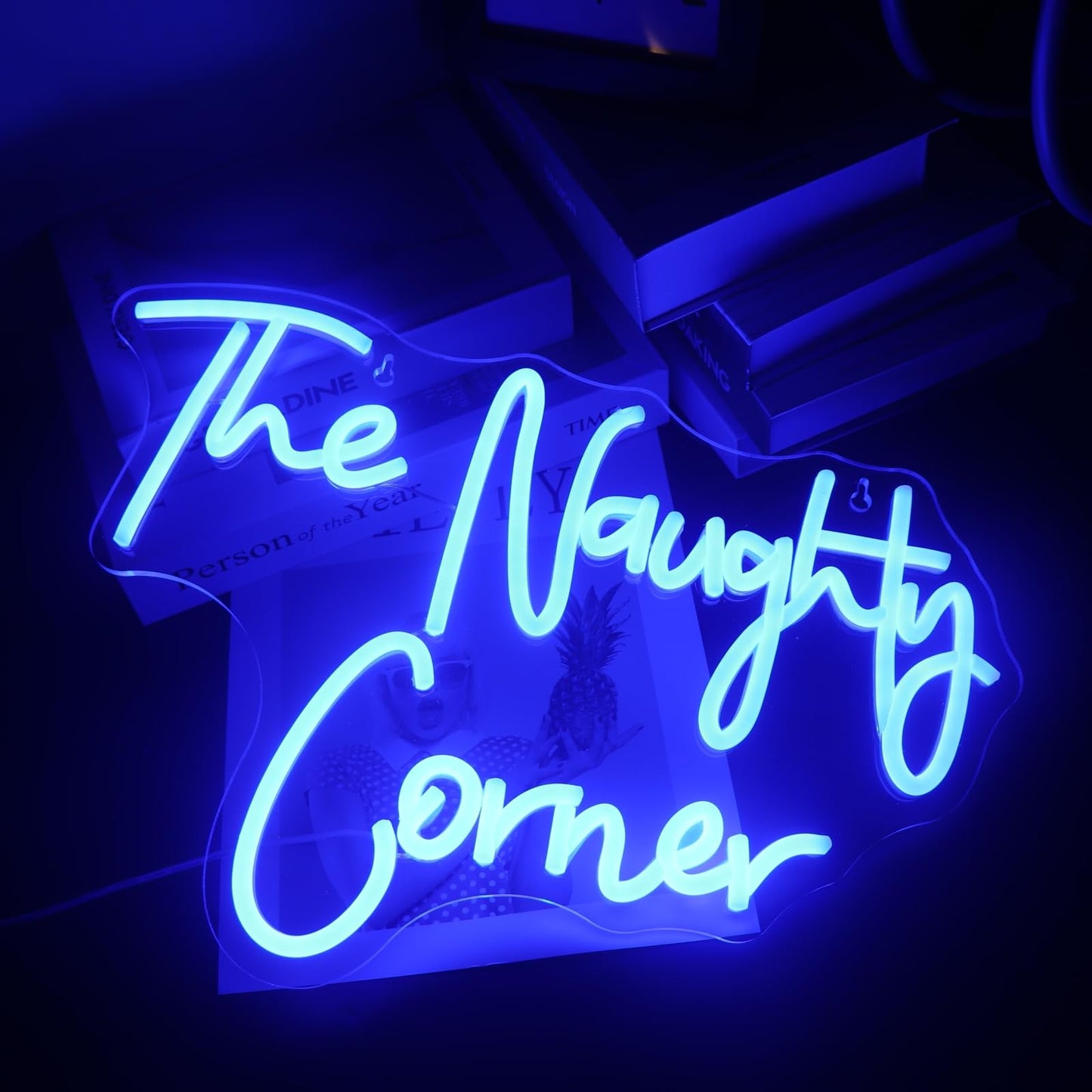 QiaoFei LED "The Naughty Corner" Neon Sign Word/Letters USB Powered Neon Lights for Girls Room Home Bar Art Wall Decor Party Window Living Room Decor Birthday Christmas' Gift(Blue)