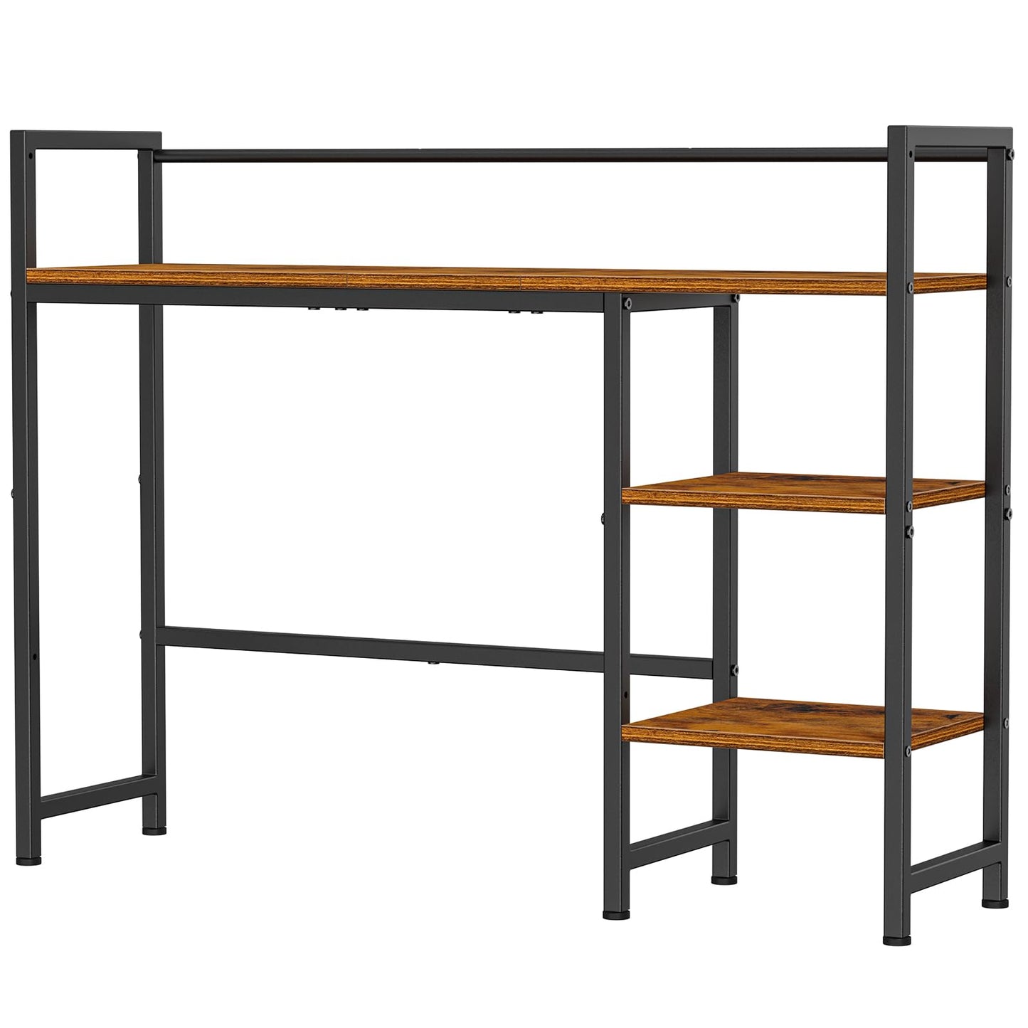 Snughome Desk Shelf, 38.6" Desktop Organizer Shelf, Desk Hutch for Computer Monitor, 4 Tier Desk Display Rack, Wood Desktop Bookshelf Storage Rack for Home Office Dorm, Rustic Brown