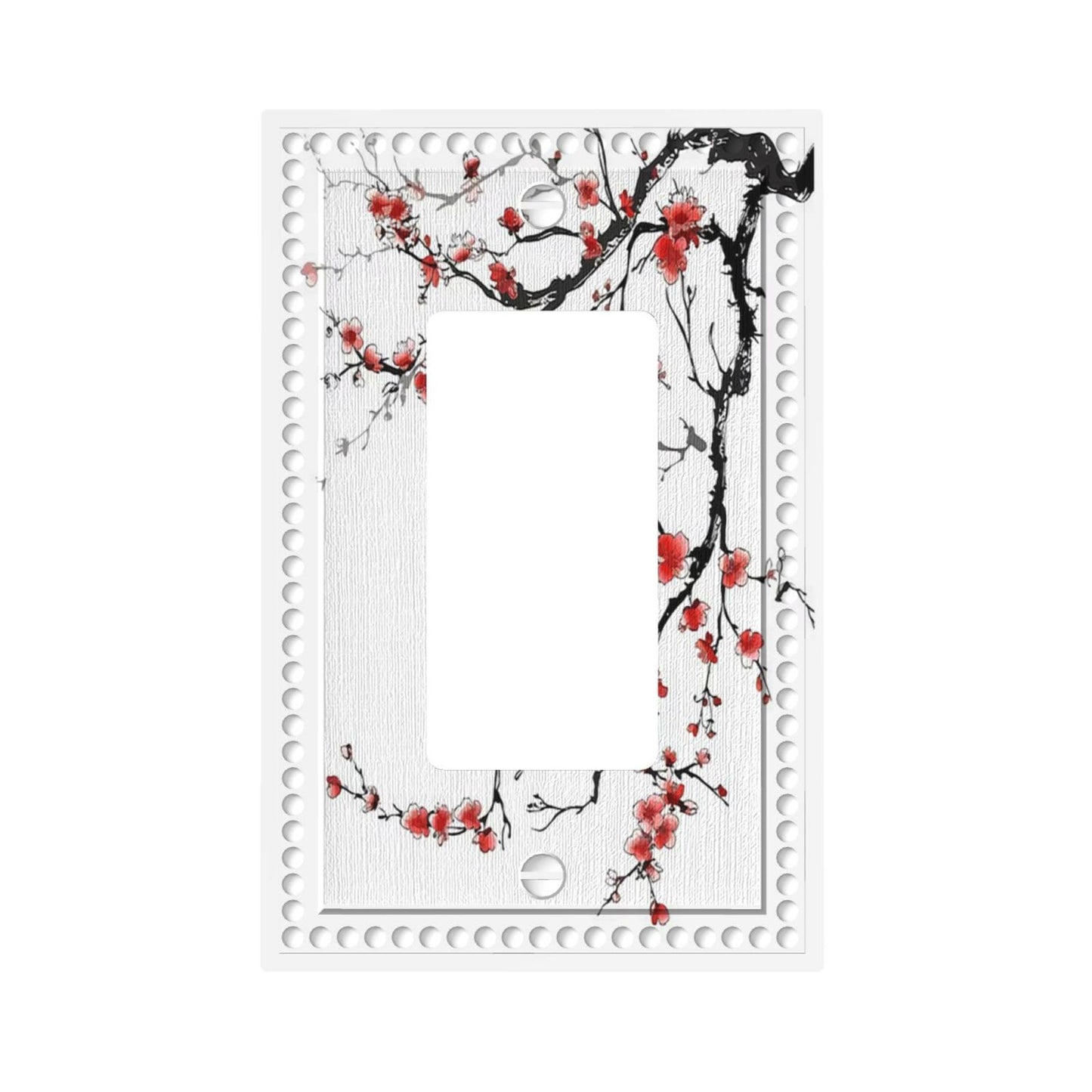 Cherry Blossom 1 Gang Rocker/GFCI Outlet Light Switch Wall Plate Cover Faceplate Decorative Faceplate Chinese Traditional Antique Ink Painting Art Plum Floral Bathroom Home Living Room Bedroom Decor