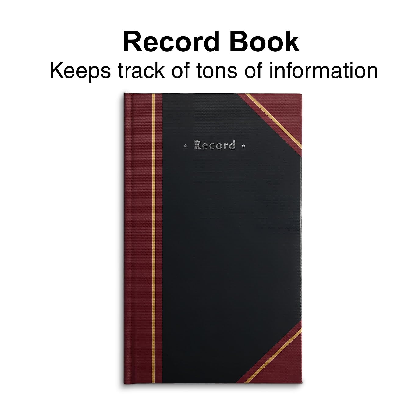 Staples Black Record Book, Hardbound, 300 Numbered Pages, 11-3/4" x 7-1/4", Durable Sewn Binding Notebook for Logs, Records & Note‑Taking