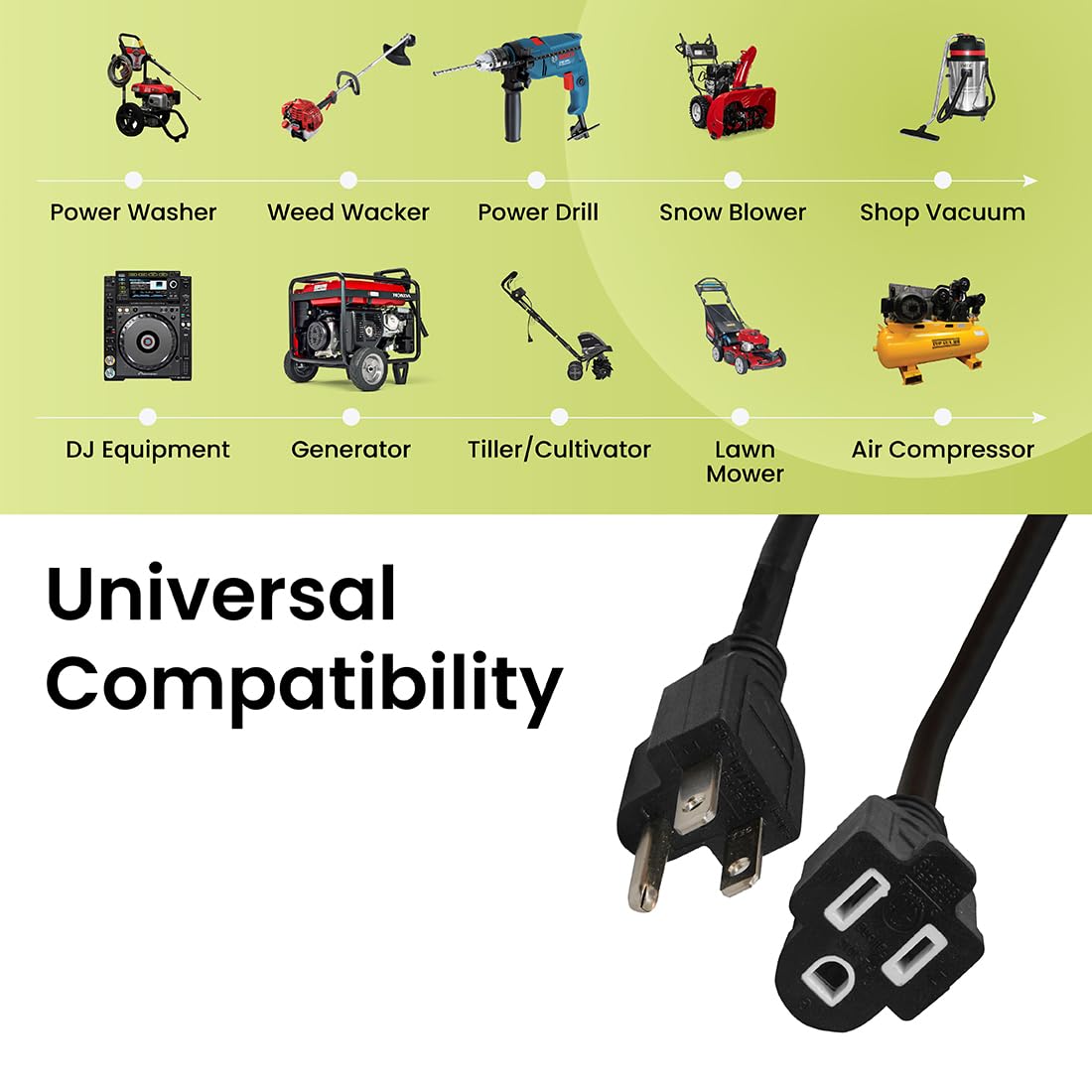 Go Green Power Inc. (G-14025BK) 12/3 SJTW Outdoor Extension Cord, Black, 25 ft