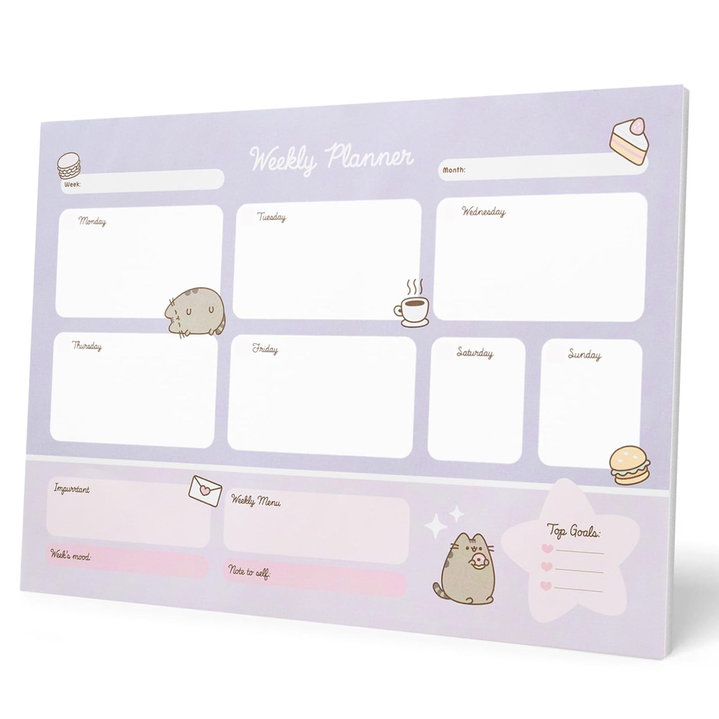 To Do List Notepad Pusheen Calendar A3 | Daily, Weekly Planner | ADHD Planner Pad | 54 Tear-Off Sheets 90 gsm | Pusheen Stationery | Improve Productivity | Task Planner