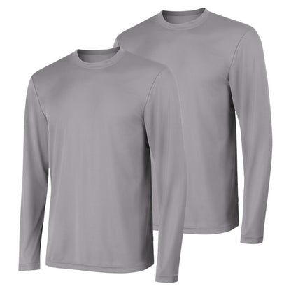 Hanes Men's Long Sleeve Cool DRI T-Shirt UPF 50+, Graphite, Large (Pack of 2)