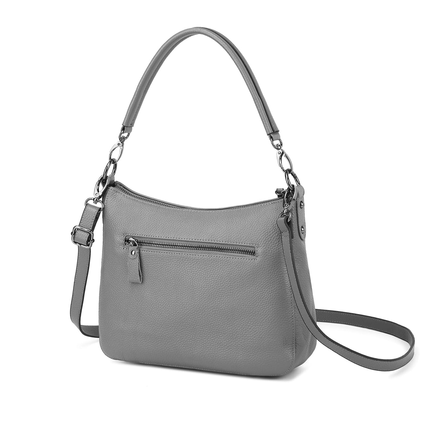 Sibalasi Gorgeous Genuine Leather Shoulder Bags Stylish Hobo Handbags Purses Crossbody Bags for Women (Grey)