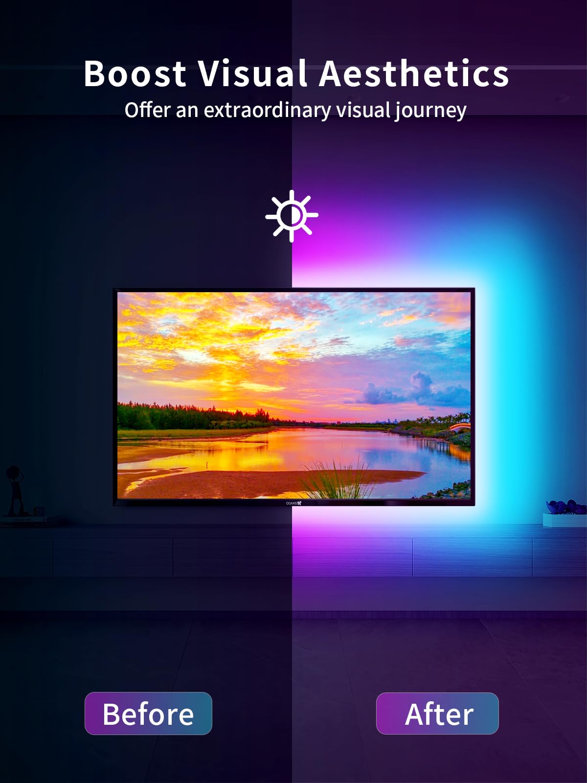KANTUTOE LED Lights for TV, 23ft Backlights for 75-100in TV, RGB Backlight with Music Sync Bluetooth APP and Remote Control, USB Powered LED Strip for Bedroom Home Decor