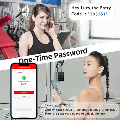 Combination Smart Padlock with Key Backup, Bluetooth Touchscreen Keypad Electronic Padlock App Controlled, Waterproof, 7.5mm Schackle Suitable for Gate Gym Warehouse Suitcase School Fence